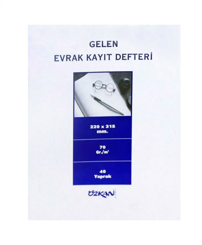 ÖZKAN GELEN EVRAK KAYIT DEFTERİ 40 YP KARTON KPK