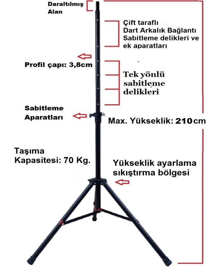 AVESSA TRİPOD AYAKLI DART STANDI SİYAH RENK 