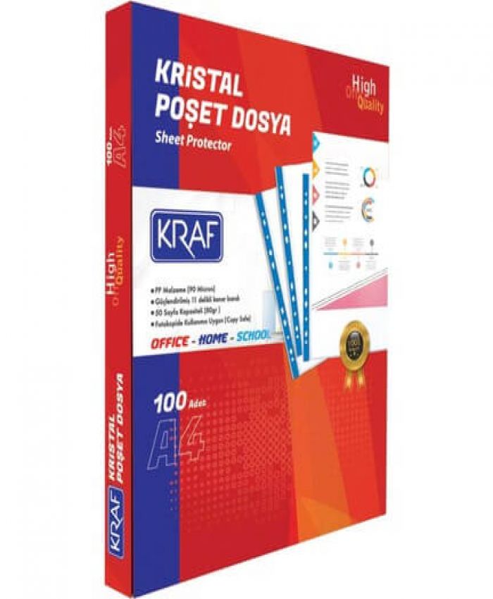 KRAF POŞET DOSYA A4 KRİSTAL 100 LÜ 1001