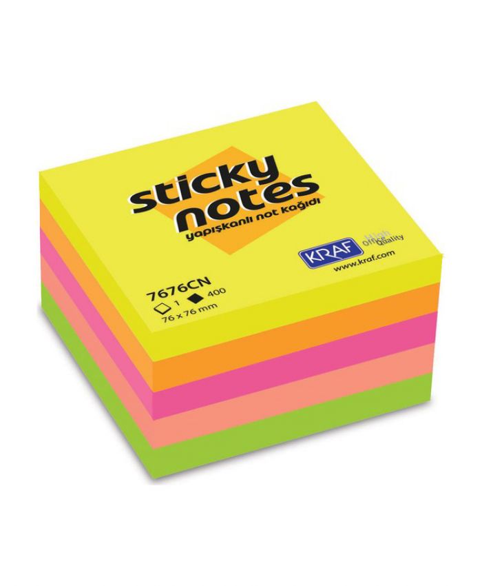 KRAF YAPIŞKANLI KÜP NOT KAĞIDI 76X76 NEON 7676CN