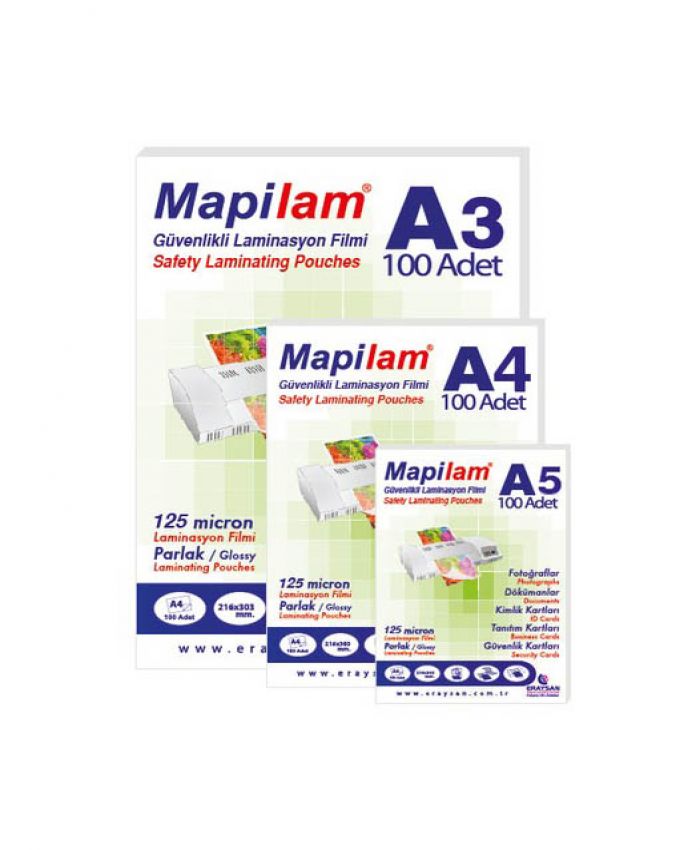 MAPİ LAMİNASYON 125 MİC.A3 PARLAK 100LÜ