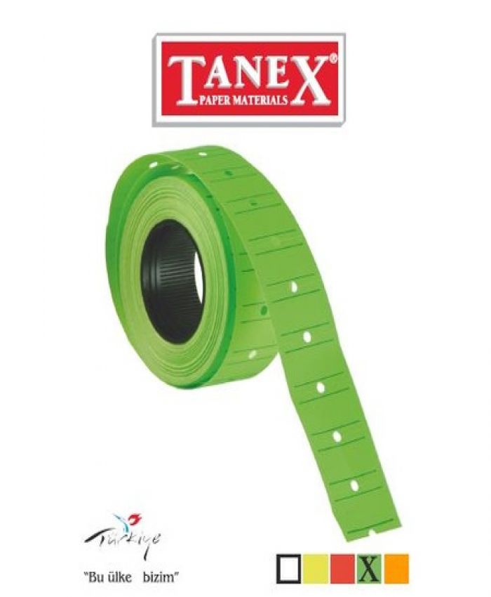 TANEX MOTEX ETİKET 12X21 FLORASAN YEŞİL 800 LÜ