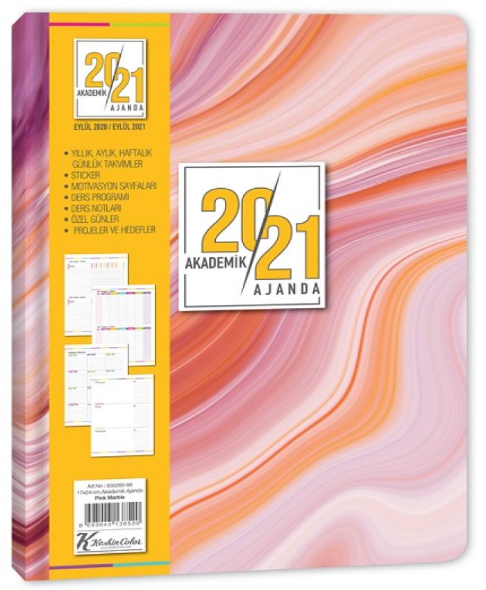 KESKİN AJANDA 17x24 AKADEMİK PİNK MARBİE 830260