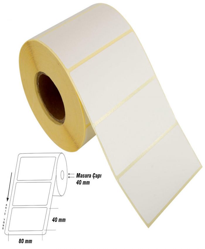 TANEX BARKOD ETİKET 80X40 ECO 40MM ÇAP 1 Lİ 1000