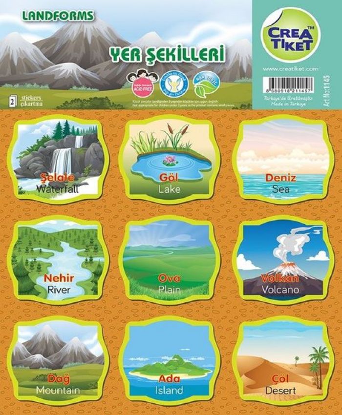CREATIKET GEZEGENLER-YER ŞEKİL EĞİTİM ETİKETLERİ