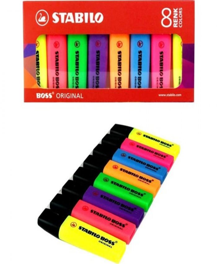 STABILO FOSFORLU KALEM BOSS ANA RENKLER 8 RENK
