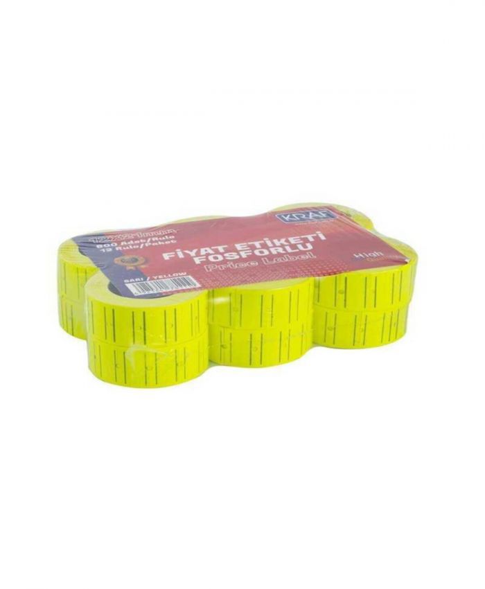 KRAF MOTEX ETİKET 12x21 MM FOSFORLU SARI 12 Lİ