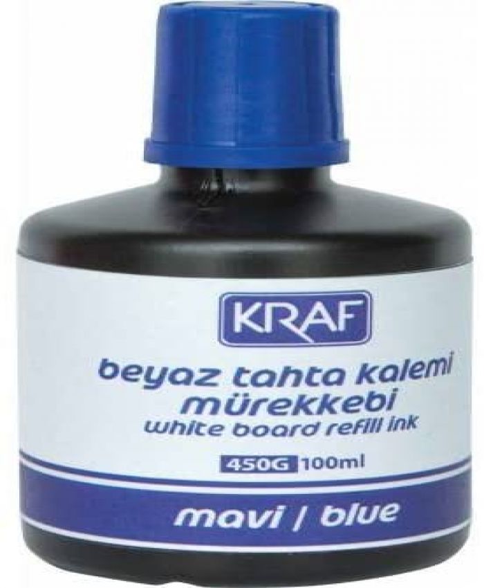 KRAF BEYAZ TAHTA KALEM MÜREKKEBİ 100 ML MAVİ
