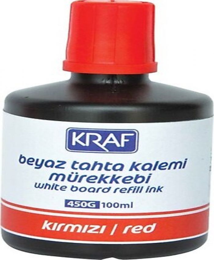 KRAF BEYAZ TAHTA KALEM MÜREKKEBİ 100 ML KIRMIZI