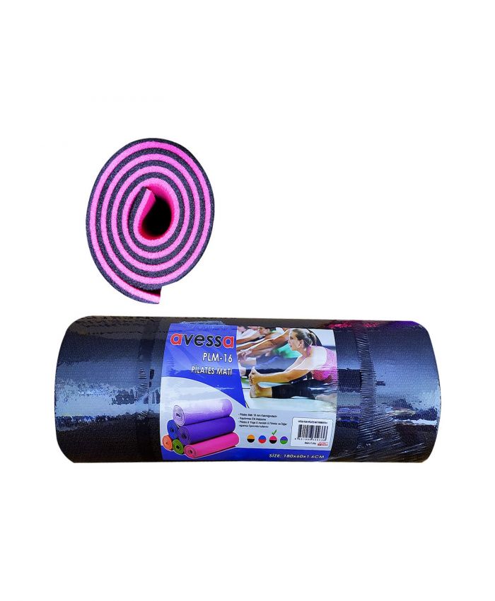 AVESSA 16 MM YOGA MİNDERİ PLM-16 SİYAH - PEMBE 
