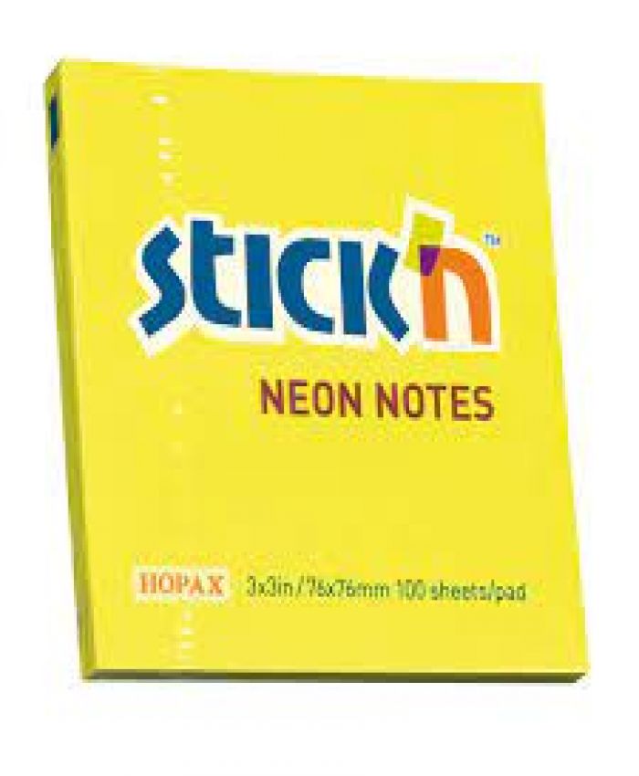 HOPAX STICKN 76X76 NOT KAĞIDI SARI 76X76 100 YP.