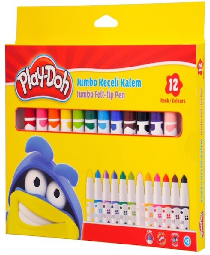 PLAY-DOH KEÇELİ KALEM JUMBO KARTON 12 RENK KE010