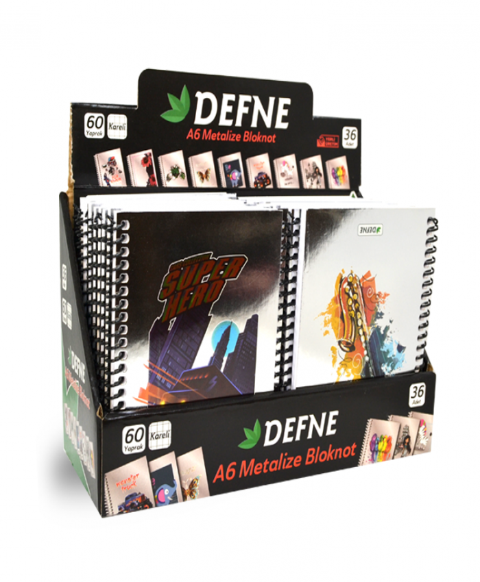 DEFNE NOT DEFTERİ A6 METALİZE KARELİ